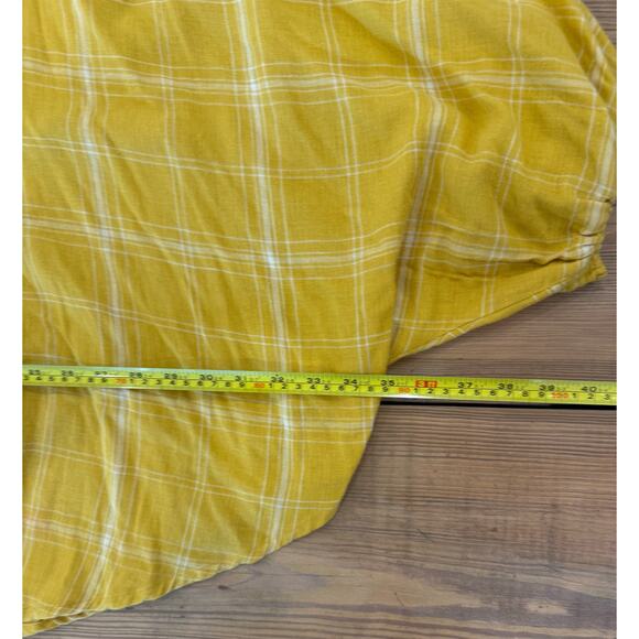 Umgee‎ Oversized Dolman Sleeve Blouse Mustard Yellow Plaid Large - Picture 6 of 7